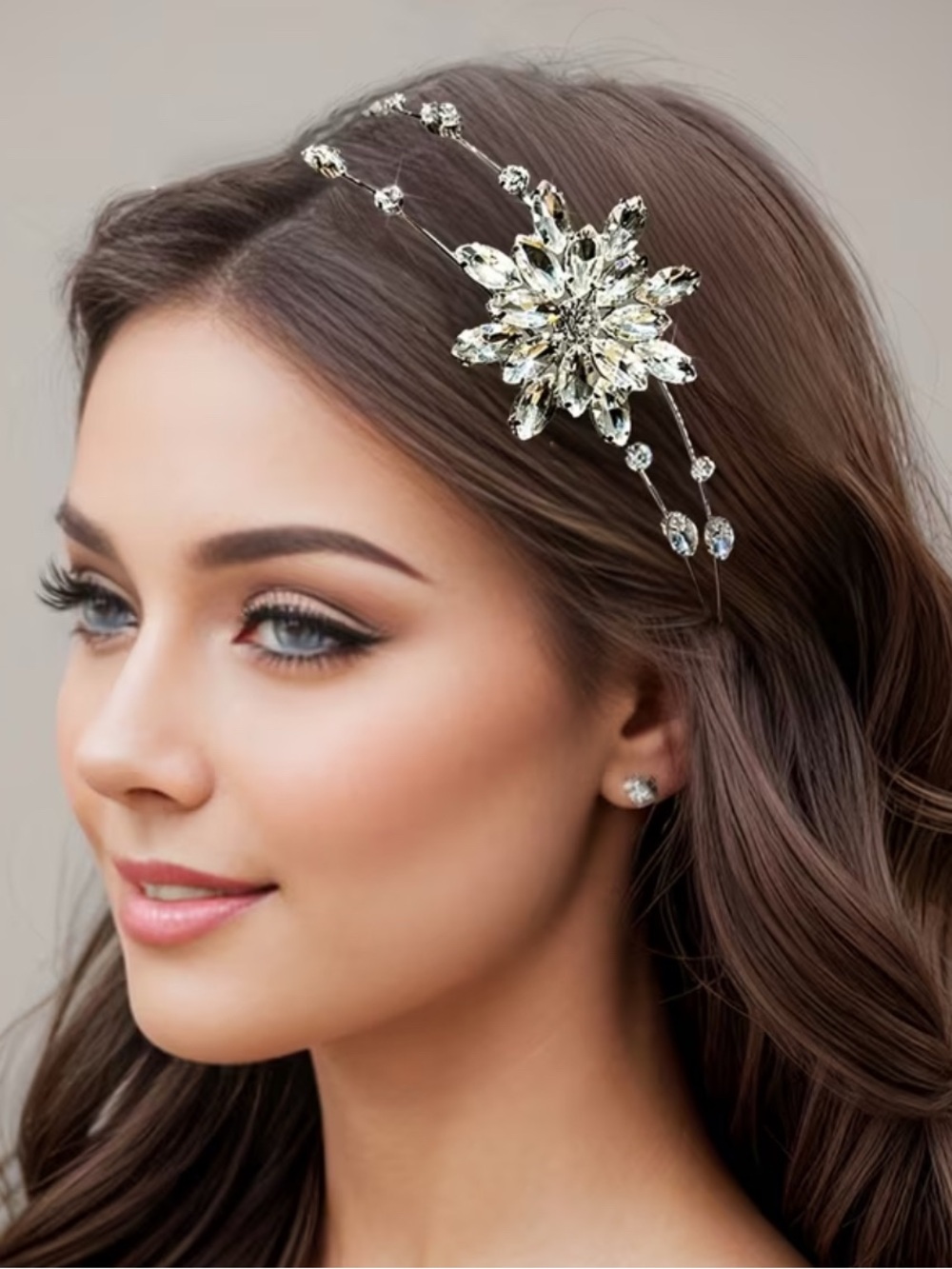 Crystal Floral Headpiece in Silver - Elegant Bridal Hair Accessory